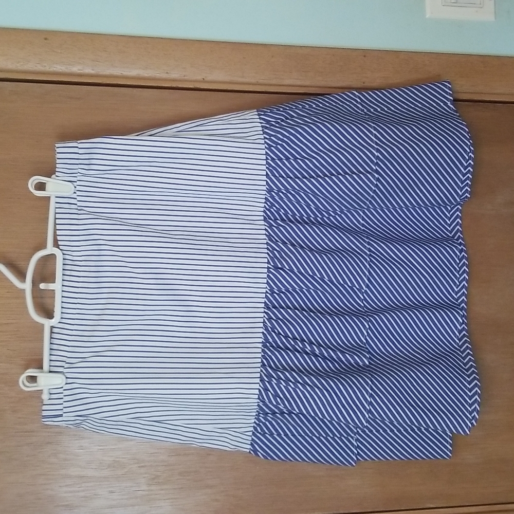 J Crew Blue & White Striped Tiered Skirt sz 10